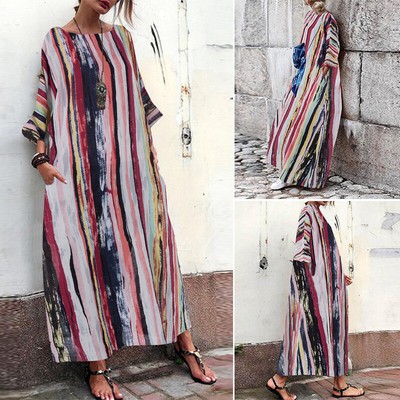 bohemia striped shirt maxi dress