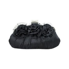 New Jacki Design Evening ROSEBUDS Clutch Purse BLACK Prom Ball Wedding Formal
