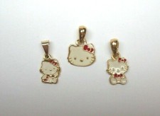 3 YELLOW PLATED HELLO KITTY PENDANTS ALL DIFFERENT STYLES FUN  FASHIONABLE 