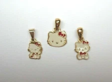 3 YELLOW PLATED HELLO KITTY PENDANTS ALL DIFFERENT STYLES FUN & FASHIONABLE! 