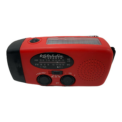 Katahdin Sports Hand Crank Dynamo Survival Radio Red Weather Light MP3 Speaker