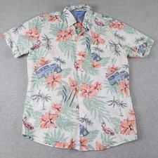 IZOD Saltwater Shirt Mens Large Hawaiian Casual Button Up Floral Short Sleeve