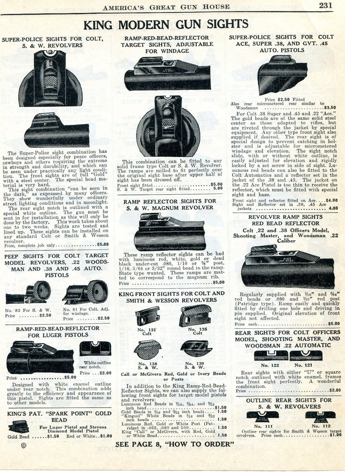 1939 Print Ad of King Front & Rear Rifle Pistol Revolver Gun Sights 