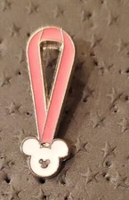 DISNEY HIDDEN MICKEY ENAMEL TRADING PIN SERIES PINK LANYARD MEDAL 3 OF 5 
