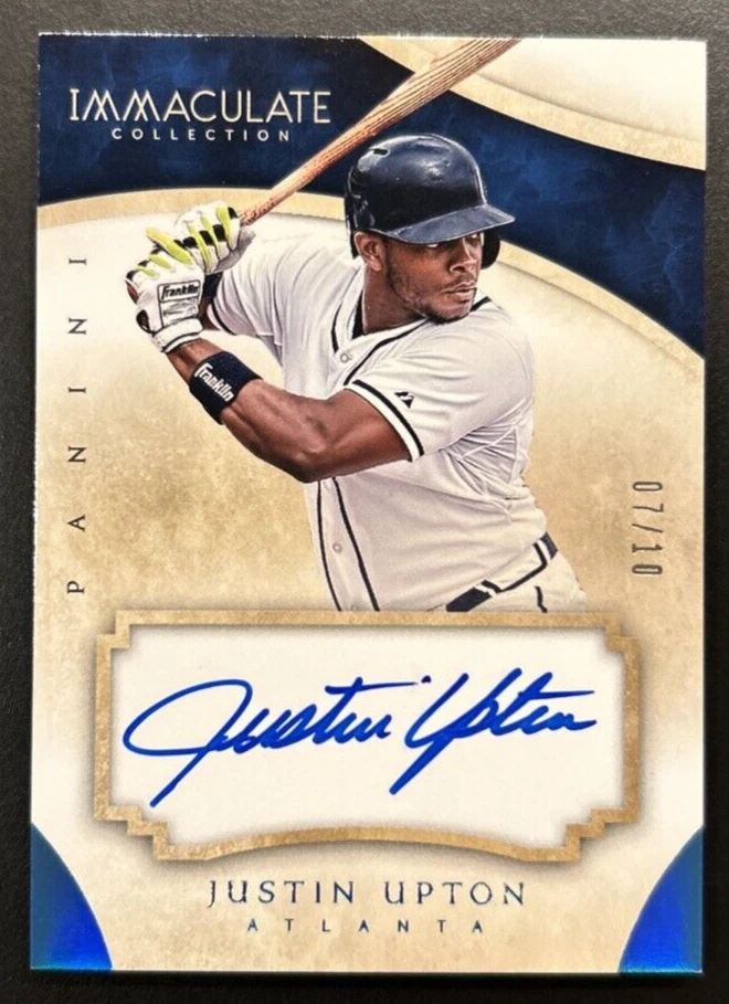 Panini Immaculate Justin Upton 2014 autógrafo automático en tarjeta/10!!! Foto 3 de 4