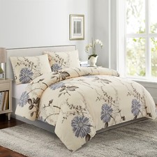 Rayon from Bamboo Bedding Soft Printed 3 Piece Duvet Cover Set, Blue Floral King