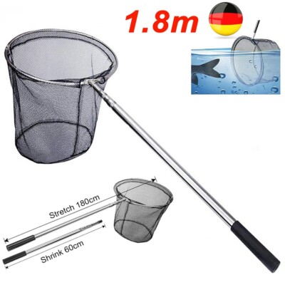 Teleskop Kescher für Garten Teich Pool Laub Fisch Angel Netz Käscher ausziehbar