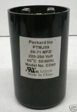 Packard PTMJ59 Motor Start Capacitor. 59-71 MFD UF / 220-250 VAC