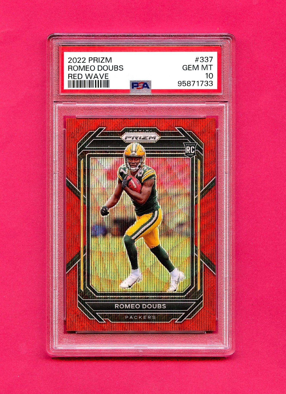 2022 Panini Prizm ROMEO DOUBS Rookie RC #337 RED WAVE PRIZM /149 PSA 10 PATRIOTS