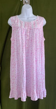 Eileen West Babydoll Nightgown Knit Pink Floral Ruffle Cottagecore Sz L