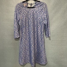 Gretchen Scott Designs Resort Tunic Dress Size L Blue Geometric