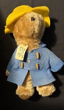 Vintage 1975 Paddington Bear Eden Toys Plush 15 Inch Blue Coat Yellow Hat Tag