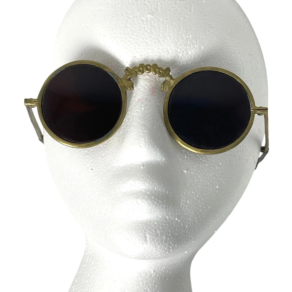 Gafas de sol plegables redondas de metal Steampunk chino besando dragones oscuras de colección Foto 3 de 4