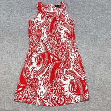 Perceptions New York Womens Red White Paisley Halter Neck Shift Dress Size 10