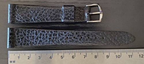 Vintage NOS 1960's Speidel 11/16" (17.5mm) Black Pebbled Leather Watch Band - Picture 3 of 7