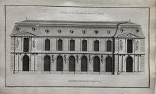 Antique Classical French Architectural Engraving Palace Mansion Town House 1727