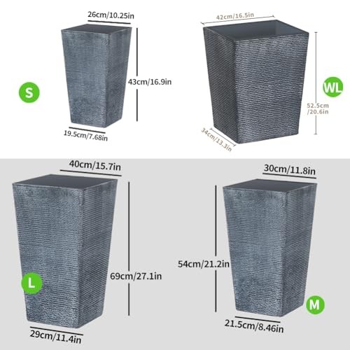 2 Pcs Pack Heavy Duty Plastic Resin 17 Inches Tall Tapered Small Dark Grey - Picture 7 of 7