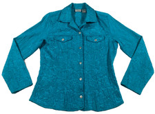 Chico's Women Blazer Sz 0 US S Floral Button-Up Button Chest Pockets 3/4 Sleeves