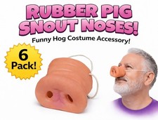 Lot of 6 PIG SNOUT NOSES Rubber Farm Animal Little Mask Party Toy Piggy Nose