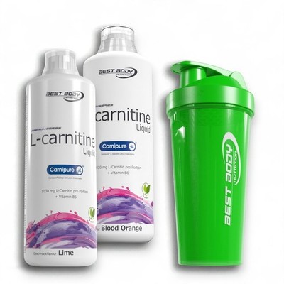 Best Body Nutrition L-Carnitin Liquid  2 x 1000ml + Shaker in Grün  21,48 /Ltr.