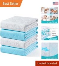 Non-Slip Waterproof Incontinence Bed Pads, 34x36 Inch   4 Pack for Adults  Kids