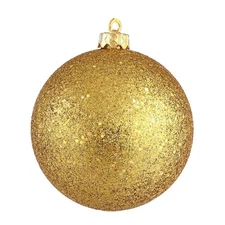 Vickerman 6" Plastic Ball Ornaments in Sequin Antique Gold (Set of 4)
