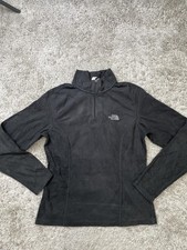 North Face Pullover Womens Small Black Fleece Quarter Zip Lightweight TKA 100