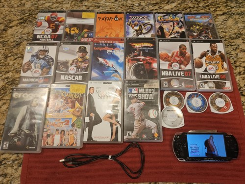Sony PSP 2001 Konsole - Schwarz System Bundle mit 21 Spielen - Filme