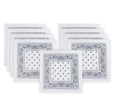 9 Pack of Cotton Head Wrap Scarf Purple Western Paisley Bandana 22" X 22"