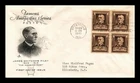 US COVER JAMES WHITCOMB RILEY FAMOUS AMERICANS FDC SCOTT 868 BLOCK OF 4