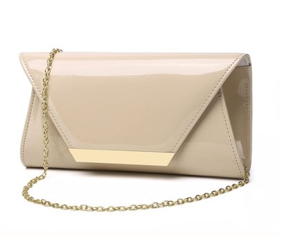 Women Patent Leather Fashion Clutch Purses Evening Bag Handbag (NUDE)