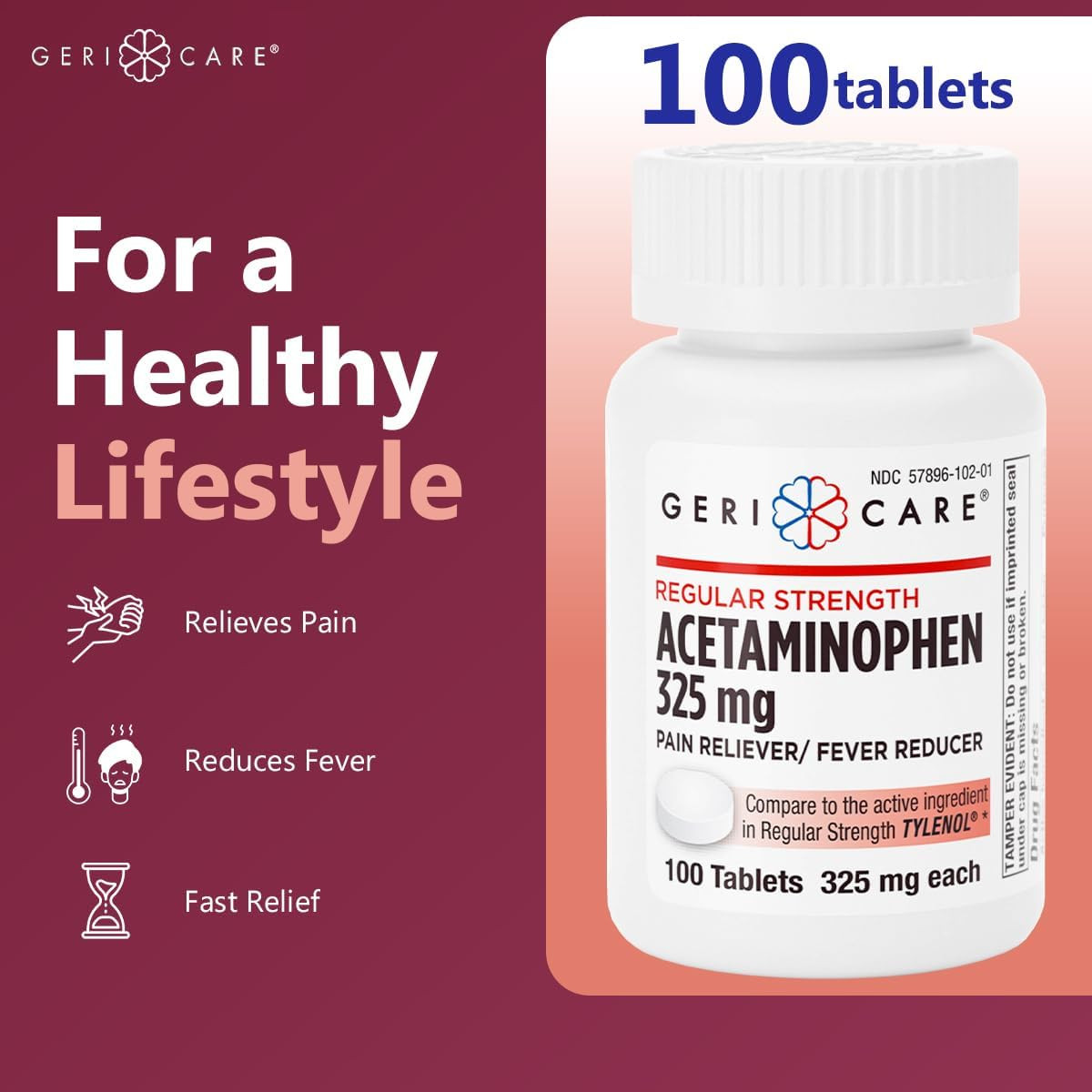 Regular Strength Acetaminophen Pain Relief Fever Reducer Tablets, Strength 325Mg