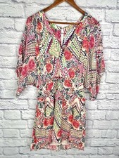 MAEVE ANTHROPOLOGIE Women's Bright Geometric Faux Wrap Short Dress