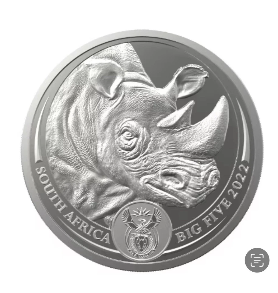 2022 1 oz South Africa Big Five Series II Rhino .999 Silver Coin OGP (blister) - Image 4 of 4