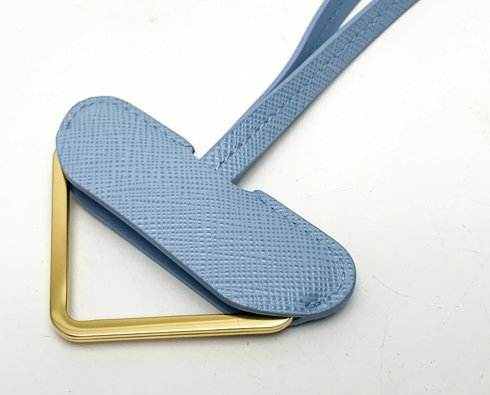 Prada Saffiano Light Blue Triangle Logo Neck Strap Unisex 73cm Excellent thumbnail 5