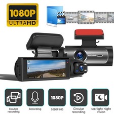 3.16'' Car Dash Cam Video Recorder Camera Dual lens 1080P with 64GB SD Card