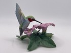 VNTG LENOX FINE PORCELAIN BIRD SCULPTURE HUMMINGIRD W/ PINK FLOWERS HANDCRAFTED — photo 3