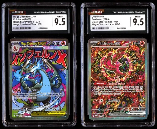CGC 9.5 SET Mega Charizard ex 023 Oricorio ex 024 Phantasmal Flames UPC Promo