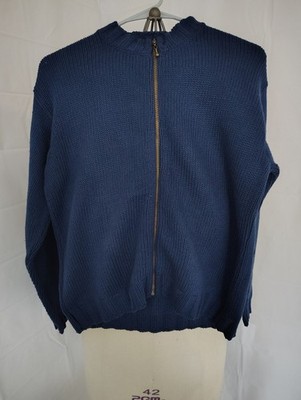 NORTEAST KNITTING MILL 100% COTTON BLUE ZIP Up Cardigan Sweater Heavy Weight 