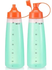 Squeeze Bottles Wide Mouth - Pack of 2 Condiment Bottle Squeeze BPA free for ...