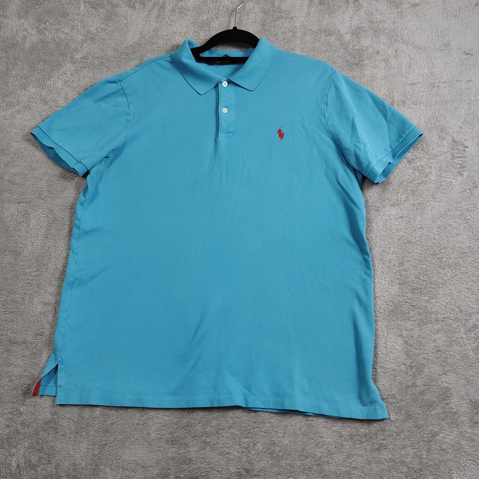 Polo Ralph Lauren uomo grande blu manica corta cotone preppy casual camicia pony