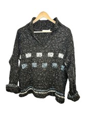 Relais Dark Brown/black Design Knit Sweater OZ Made In USA