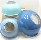 Vintage Pyrex Moody Blues Clear Bottom Nesting Mixing Bowls 323 325 326 Set of 3