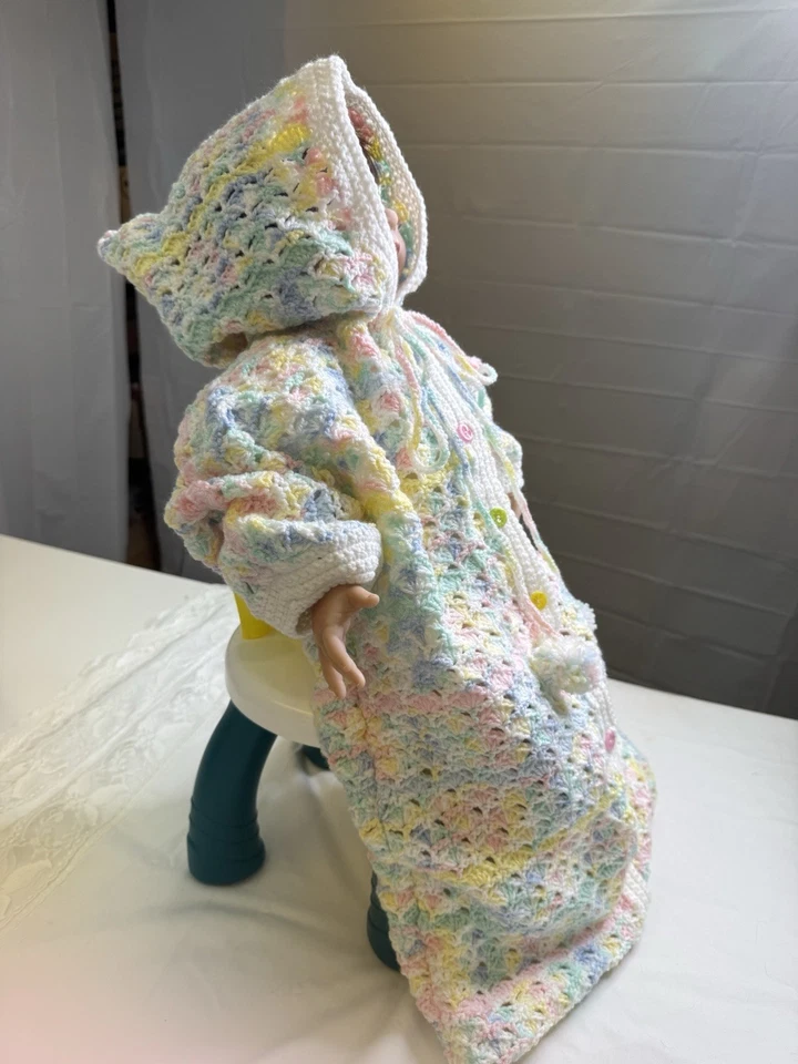 "Bolso de banderín para bebé de ganchillo hecho a mano color pastel 21"" largo 15"" ancho manga 8""" Foto 2 de 4