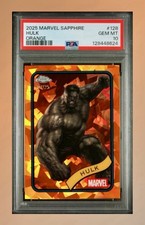2025 TOPPS CHROME MARVEL SAPPHIRE EDITION ORANGE #128 HULK 7/25 PSA 10 Pop 2!
