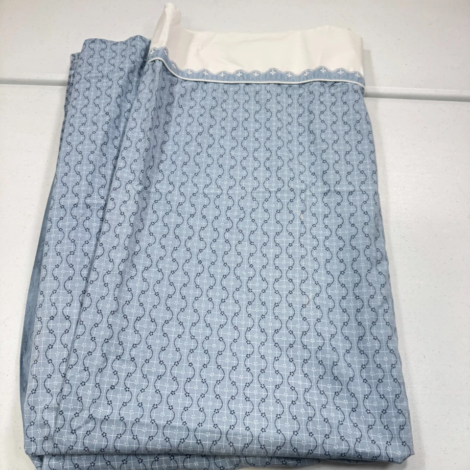 vintage jcpenney twin flat sheet cotton blend percale blue stripes floral y2k 90 - Image 2 of 4