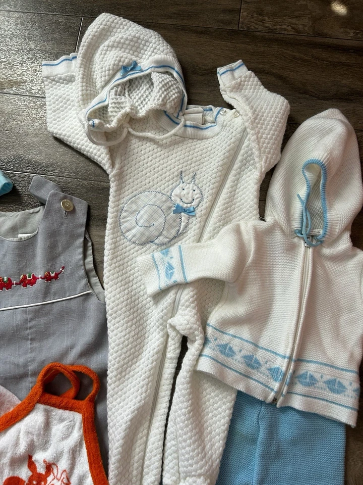 Vintage Baby Clothes Lot 60s-80s 15 Pieces Sweaters Hats Matching Sets - Image 3 of 4