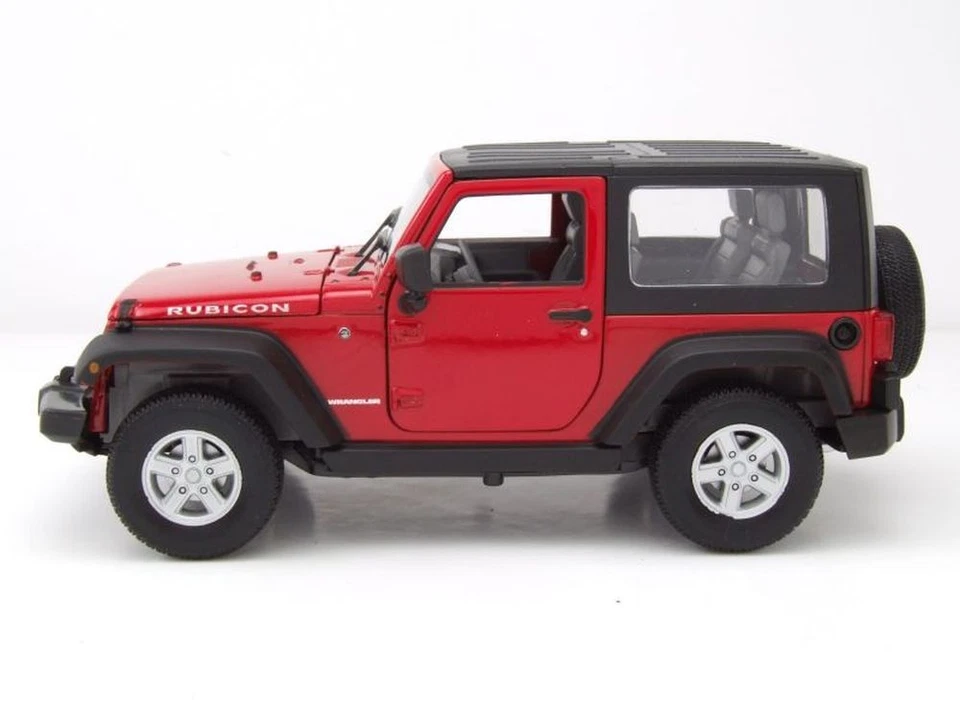 Jeep Wrangler Rubicon Chiuso 2007 Rosso Modellino Auto 1:24 Welly - Immagine 3 di 4