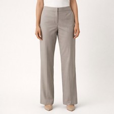 Lafayette 148 New York Barrow Virgin Wool Straight Leg Pants Taupe Grey Size 6