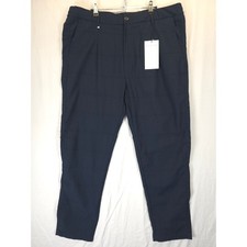 Ike Behar Linen Blend Dress Pants Men XXL Navy Blue Drawstring Comfort Fit